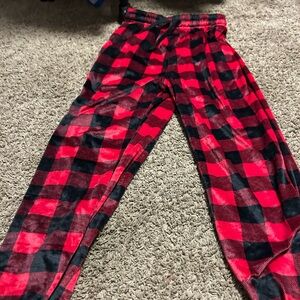 Red and black plaid pj pants